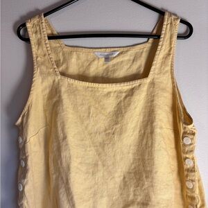 Garnet Hill Yellow 100% Linen Tank Top